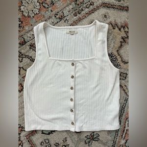 Madewell Ribbed button-front Crop Tank size Large